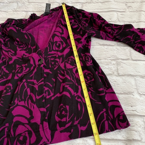 INC Petite Floral Bell Sleeve Purple Cardigan Med - Picture 5 of 7